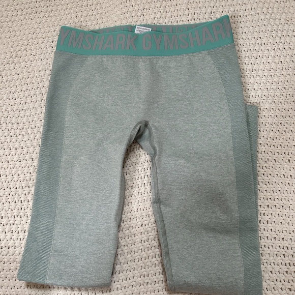 GYMSHARK FLEX FLOW RISE - LEGGINGS - WOMEN'S - SPRING GREEN MARL/JADE GREEN- med - Picture 4 of 5